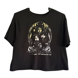 Pink Floyd Women's XL Black T-shirt Tee Crop Top - Short Sleeve Band Retro